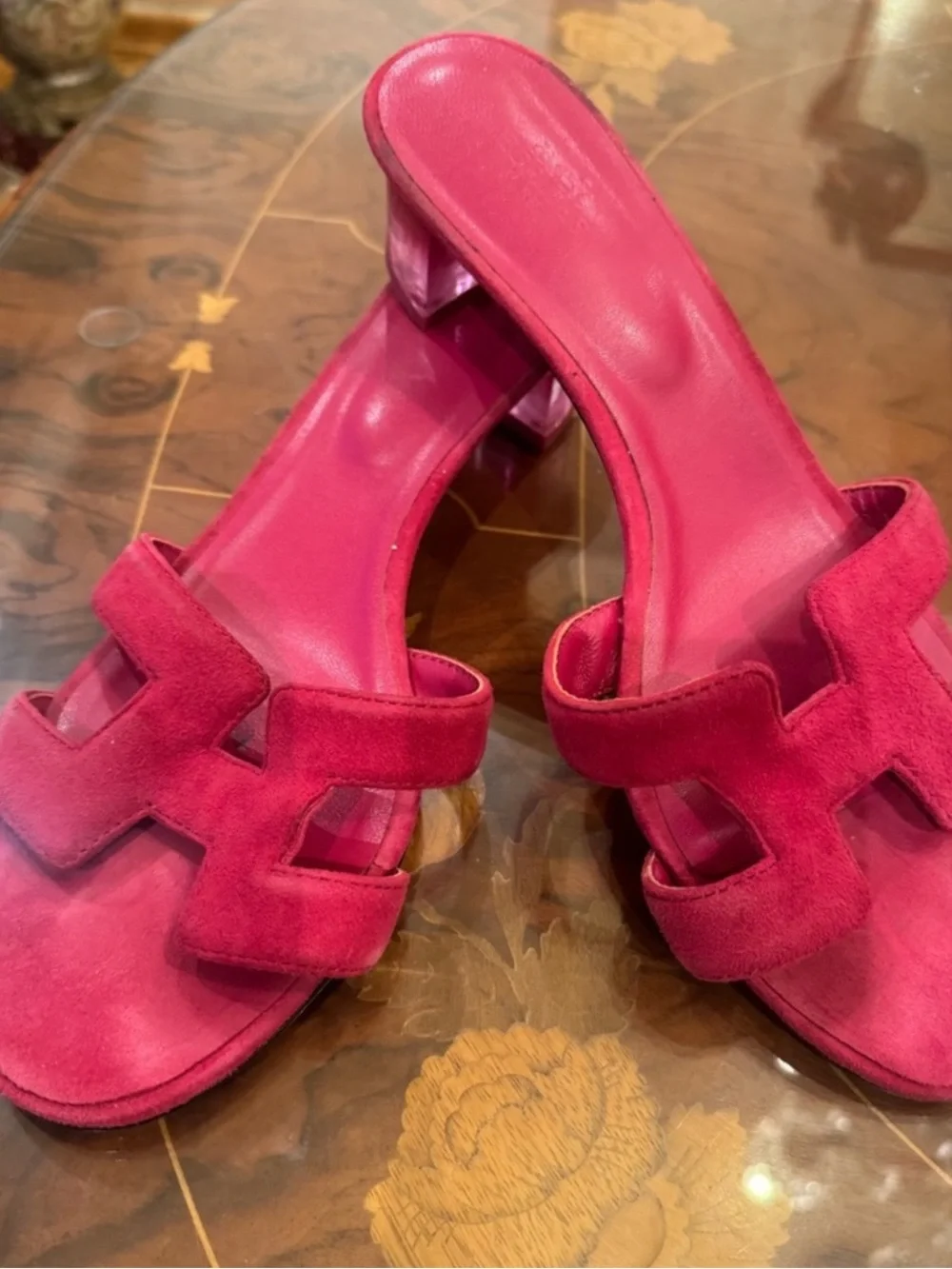 Hermès Fuchsia Suede Oran Sandals – Size 42 - Picture 7 of 17